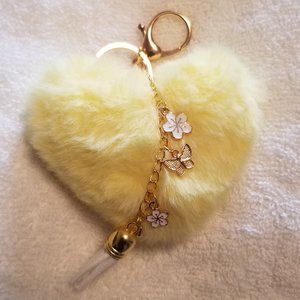 Heart Pom Pom Keychain with Charms